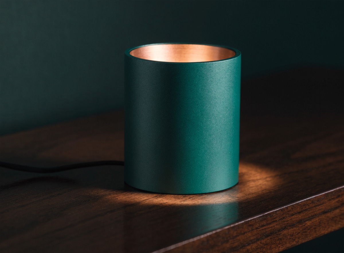 Gefräste und pulverbeschichtete Lampe
